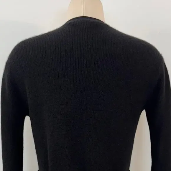 Theory Cashmere Tie Front Cardigan Feather Soft Black Tunic Sweater Size M - Picture 8 of 12